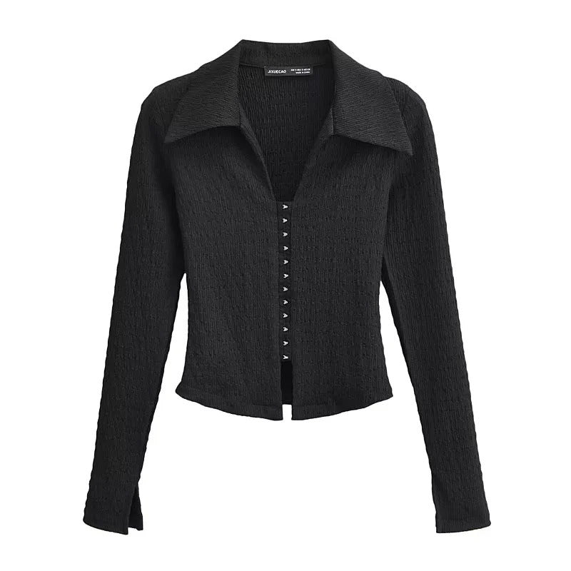 Modern Cardigan för Kvinnor i Elastiskt Material med Elegant Knappspänning – Mångsidig Design i Flera Storlekar och Färger 1