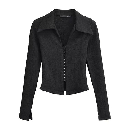 Modern Cardigan för Kvinnor i Elastiskt Material med Elegant Knappspänning – Mångsidig Design i Flera Storlekar och Färger 1