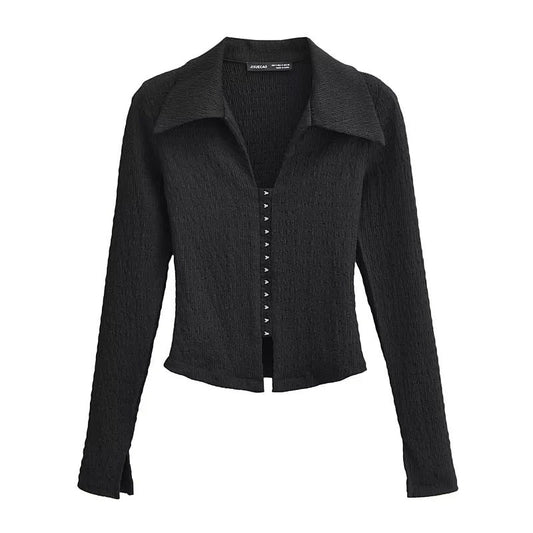 Modern Cardigan för Kvinnor i Elastiskt Material med Elegant Knappspänning – Mångsidig Design i Flera Storlekar och Färger 1