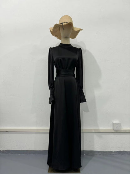 Kvinnors Långärmad Klänning Skräddarsydd Midja Polyester-5