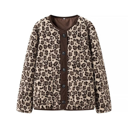Variant image for Dam Lång Kappa Leopardmönster Polyester Långa Ärmar-5