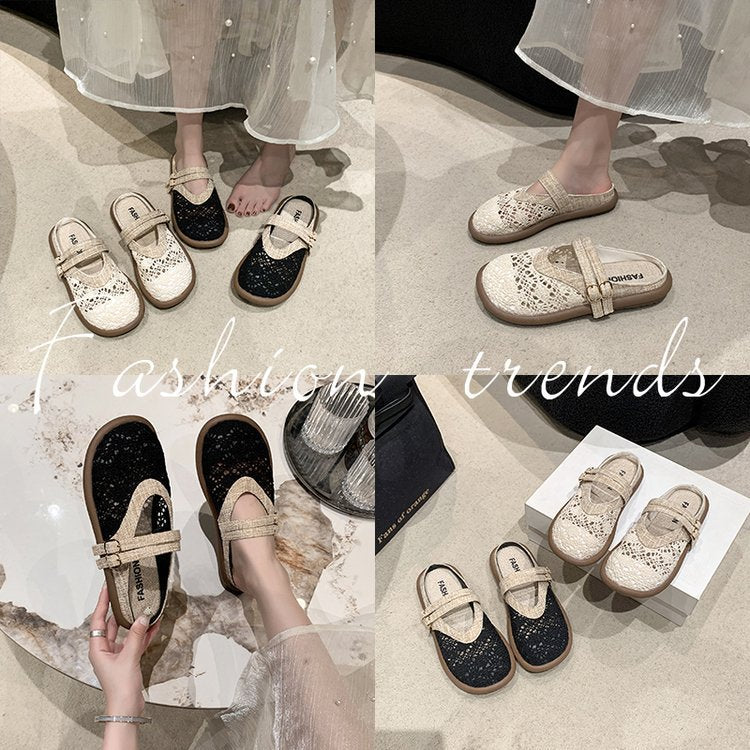 Dam Tofflor Blommig Design Mjuk Textil-5