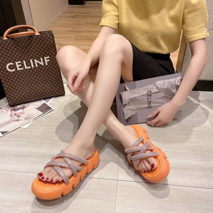 Dam Sandaler Funktionella Ergonomiska Med Glittrande Remmar 4