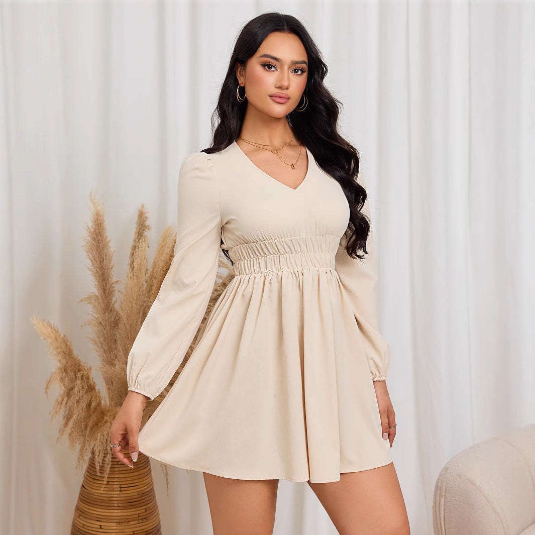 Dam A-Line Kjol V-ringning Elastisk Polyester-4