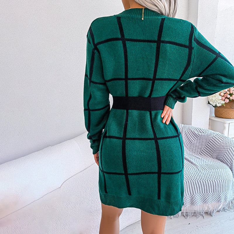 Kvinnors Långärmad Klänning Löst Stickad Mjuk Kvalitet-2