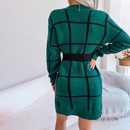 Kvinnors Långärmad Klänning Löst Stickad Mjuk Kvalitet-2