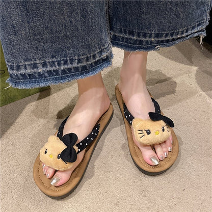 Dam Sandaler Tå Separator med Vadderad Fotbädd och Djurmotiv-4