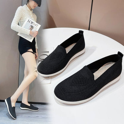 Kvinnors Slip-On Sneakers Andningsbart Stickat Gummi 7