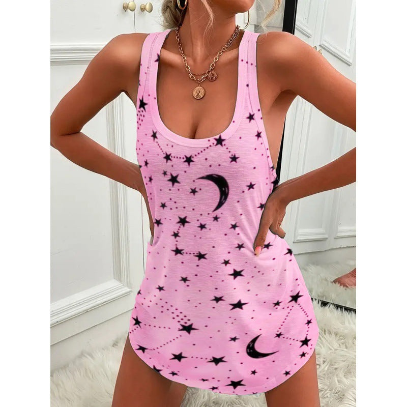 Variant image for Kvinna Ärmlös Klänning Tryckt Polyester Street Style-6