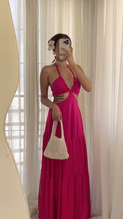 Variant image for Långklänning Dam Spaghetti Band Polyester Lång Ärmlös Klänning för Fest-1