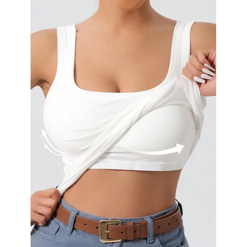 Variant image for Dam Slim-Fit Top Avtagbar Vaddering Viskosfiber-1