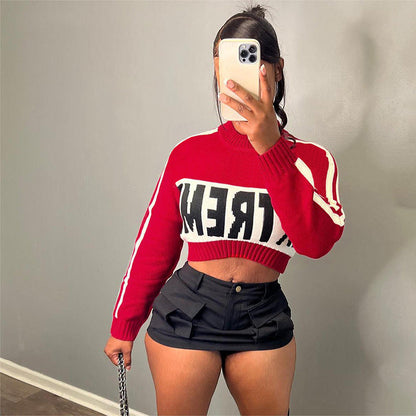 Dam Crop Top Långärmad Slim Fit Polyester-5
