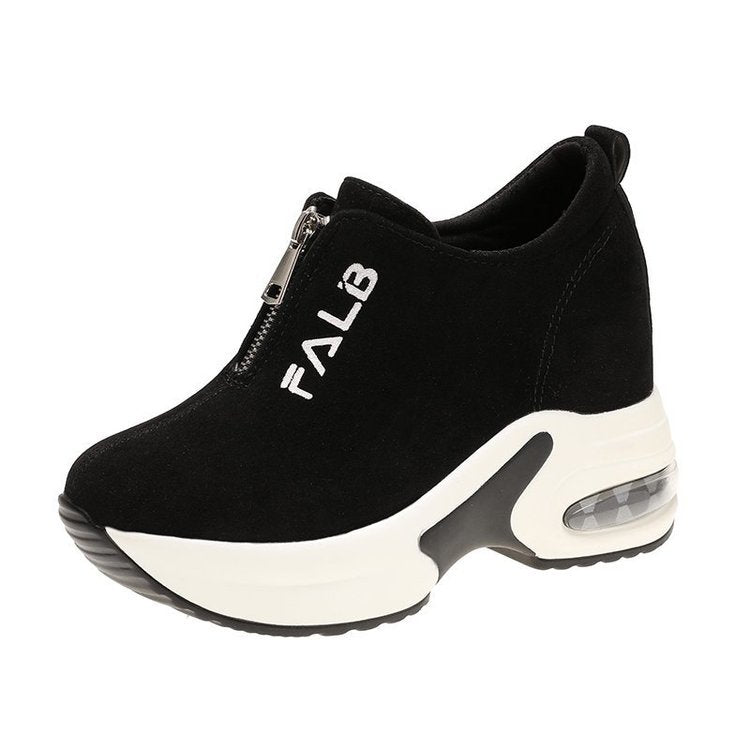 Kvinnors Sneakers Sportiga Mocka med Blixtlås och Dämpande Luftkudde 7