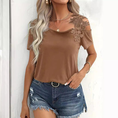 Dam T-shirt Enfärgad Off-Shoulder-4