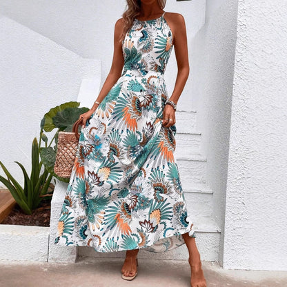 Dam Nattklänning Blommig Utan Ärmar Elastisk Polyester-4