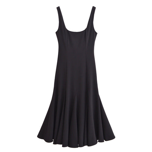 Damklänning Pennkjol Med Hängslen Polyester Ärmlös Chic Stil-1