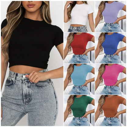 Dam T-Shirt Kort Avslappnad Viskos-2