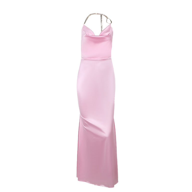 Kvinnors Lång Aftonklänning Satin Elegant Smickrande Silhuett-6