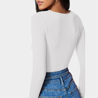 Vit Långärmad Skjorta Dam med V-Neck i Polyester – Trendig och Mångsidig för Vardag och Formella Tillfällen 5