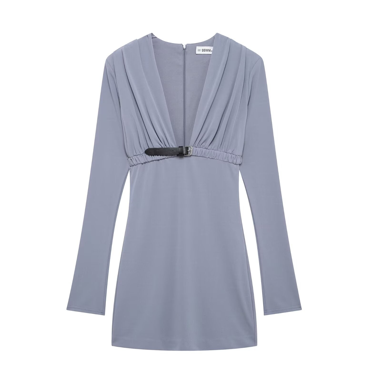 Kvinna Miniklänning A-Line Lång Ärmar Polyester-1