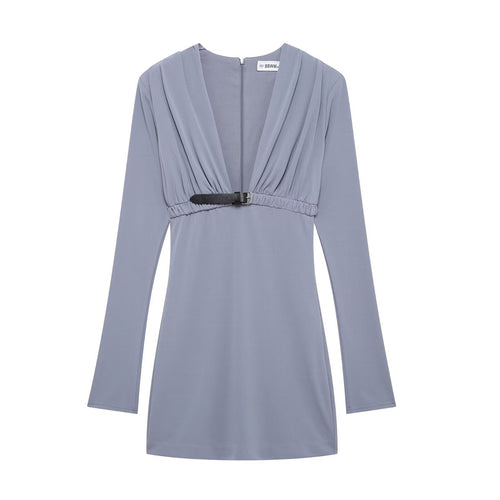 Kvinna Miniklänning A-Line Lång Ärmar Polyester-1