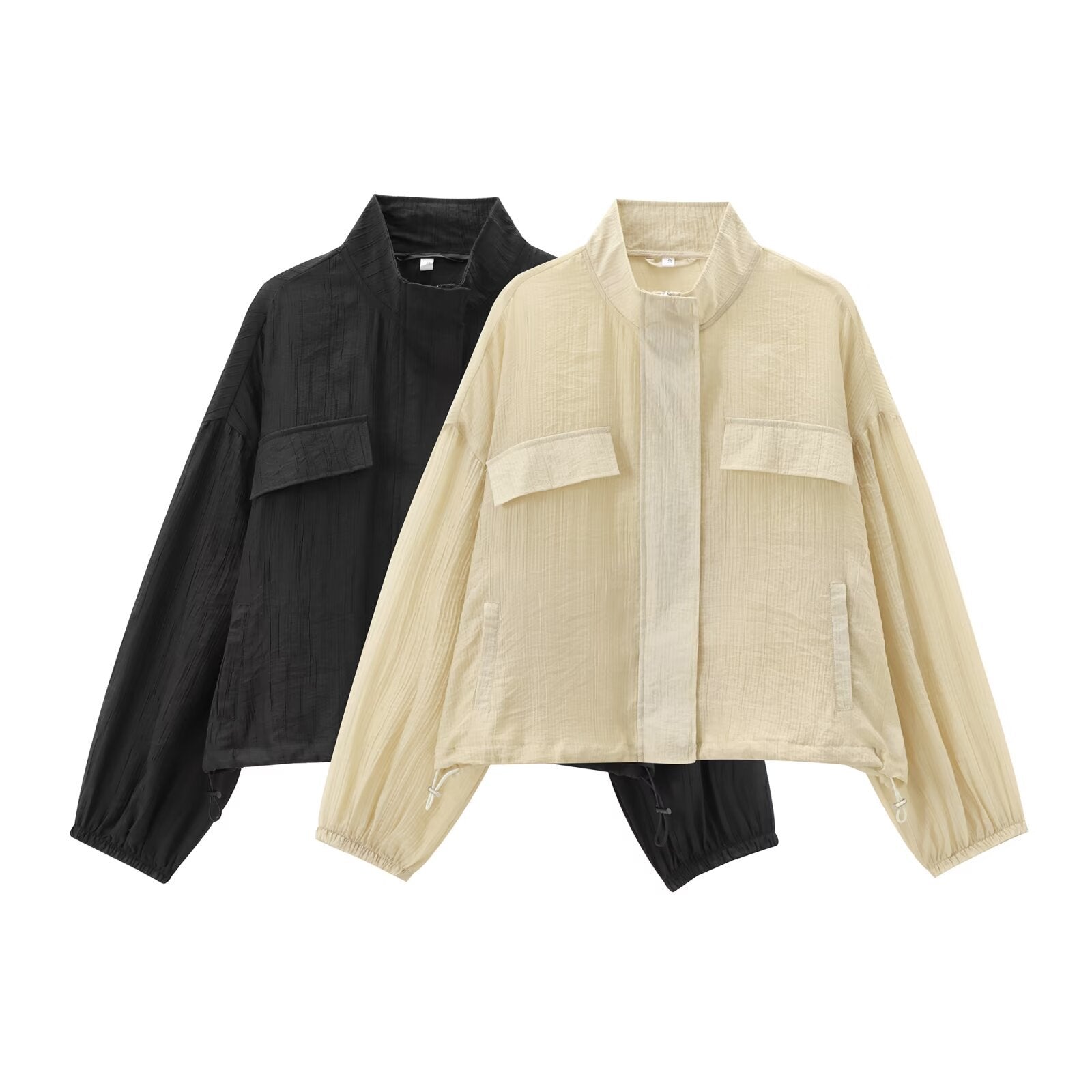 Dam Kappa Halvtransparent Monokrom Patchwork Material-2