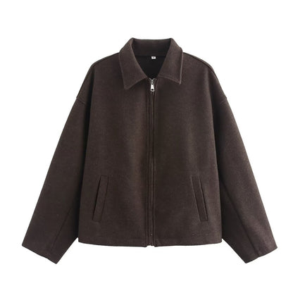Dam Fleecejacka Modern Design Mjuk Fleece med Ståkrage och Dragkedja-4