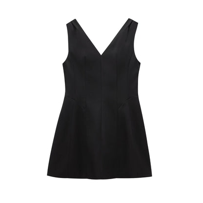 Damklänning Ärmlös A-Linje Polyester V-ringning-1