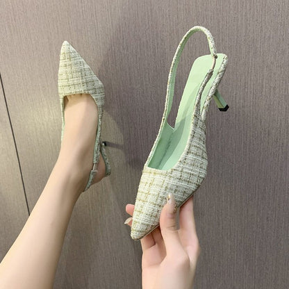 Kvinnor Slingback Pumps Elegant Tyg Vadderad Innersula 2