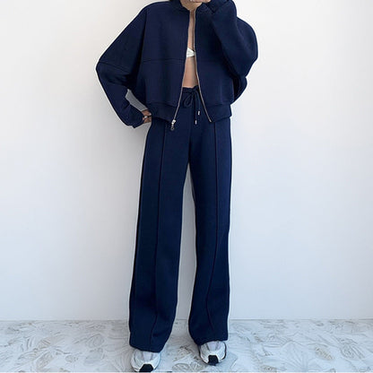 Dam Hoodie Set Löst Snörning Polyester-4