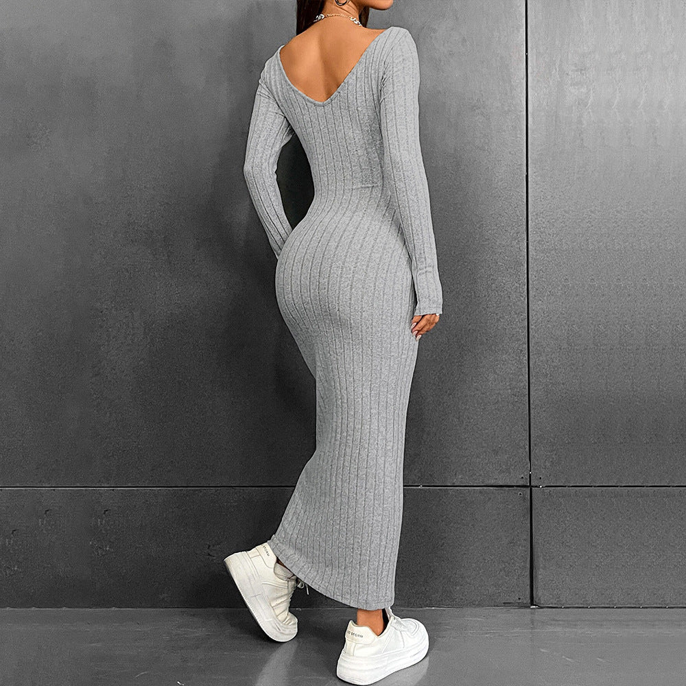 Dam Klänning Bodycon Lång Patchwork Mjuk Elastisk 3