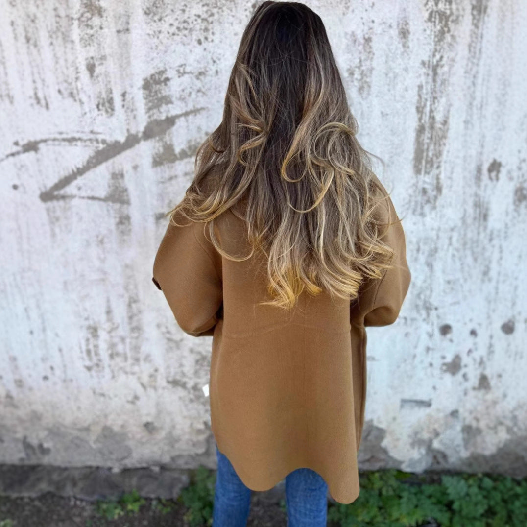 Dam Vändbar Wollmantel Regular Fit Polyester-3