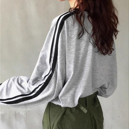 Dam Tröja Retro Färgblock Polyester Långärmad Casual-3