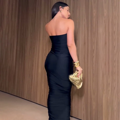 Damklänning V-ringad Slim Fit Blyertskjol Polyester-3