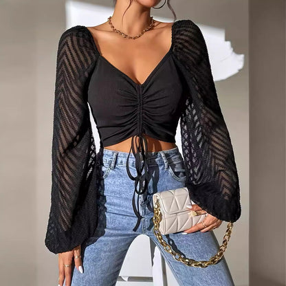 Dam T-shirt Långärmad Slim Fit Ribbad 100% Bomull-4