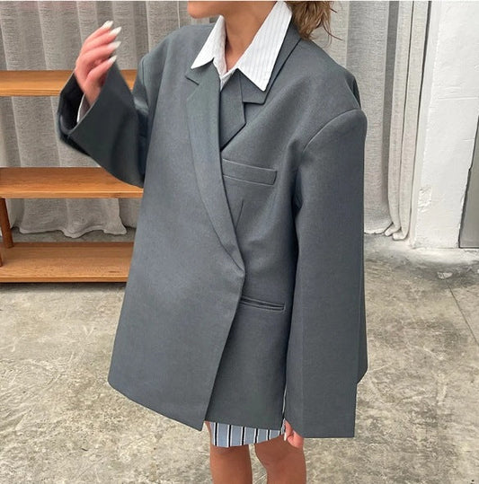 Dam Blazer Överdimensionerad Modern Silhuett Högkvalitativt Tyg 1