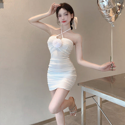 Damklänning Stropplös Bodycon Kort Polyester-3