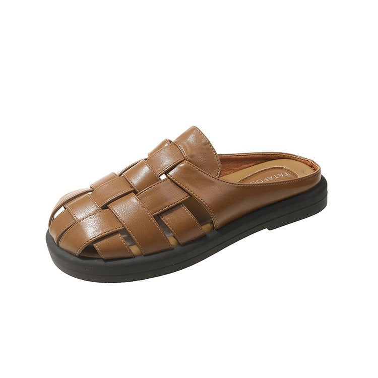 Kvinnors Öppna Sandaler Flätat Syntetiskt Läder Komfortabelt Design 6