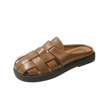 Kvinnors Öppna Sandaler Flätat Syntetiskt Läder Komfortabelt Design 6