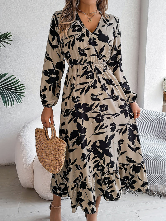 Dam Kjol Hög Midja Blommig Chiffon-1