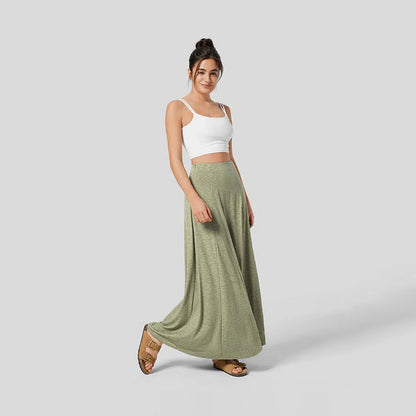 Dam Midi Kjol Draperad Stickad-5