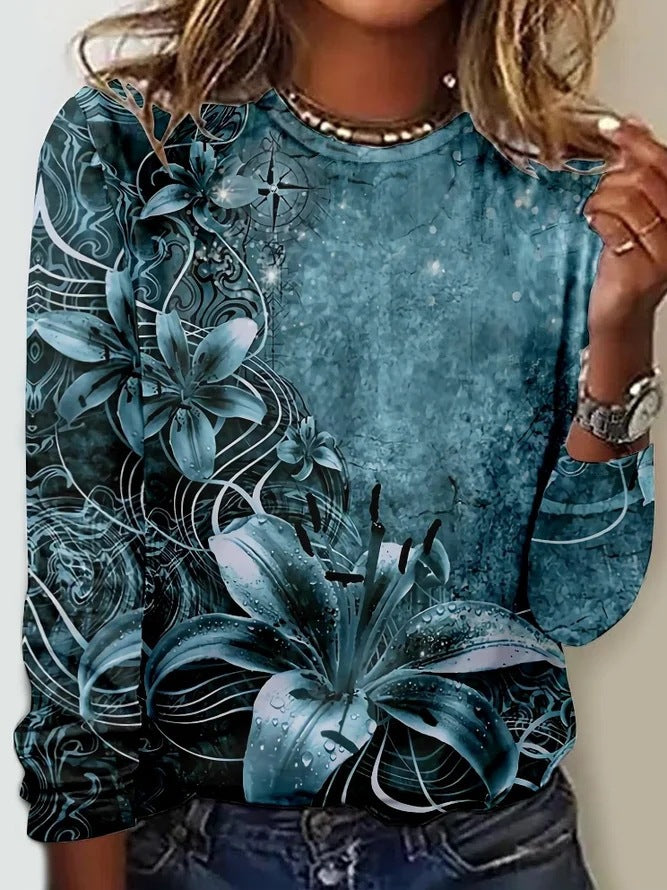 Kvinnors T-shirt Tryckt Polyester Relaxed Fit 4