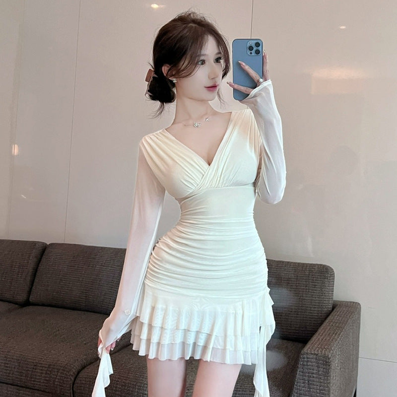 Variant image for Kvinnors V-ringad Klänning med Långa Ärmar Tyll Polyester-1