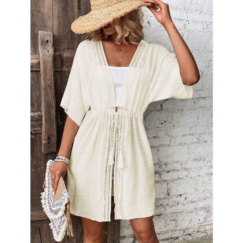 Dam Raglanärm Top med Bindande Band Polyester-6