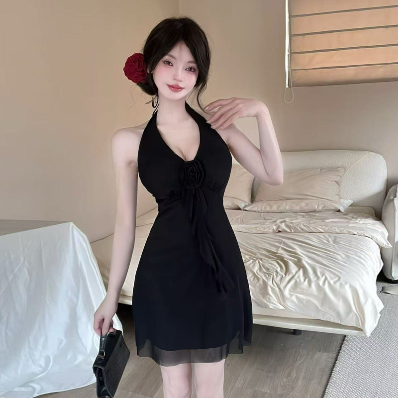 Variant image for Kvinnors Mini Klänning Halterneck Polyester med Fransar-4