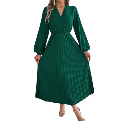 Kvinnor Lång Kjol A-Linje Chiffon med V-Hals-6