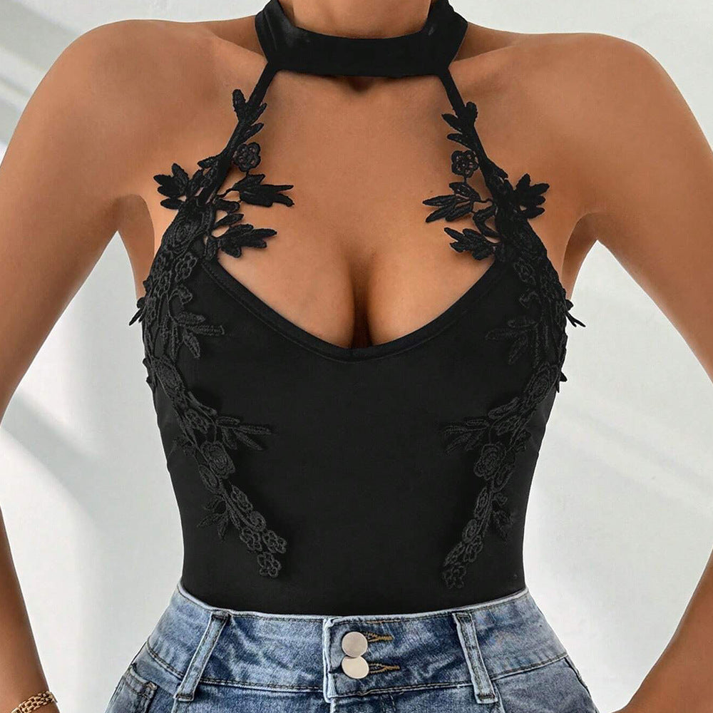 Dam Topp Ärmlös Jacquard Med Hög Midja-5