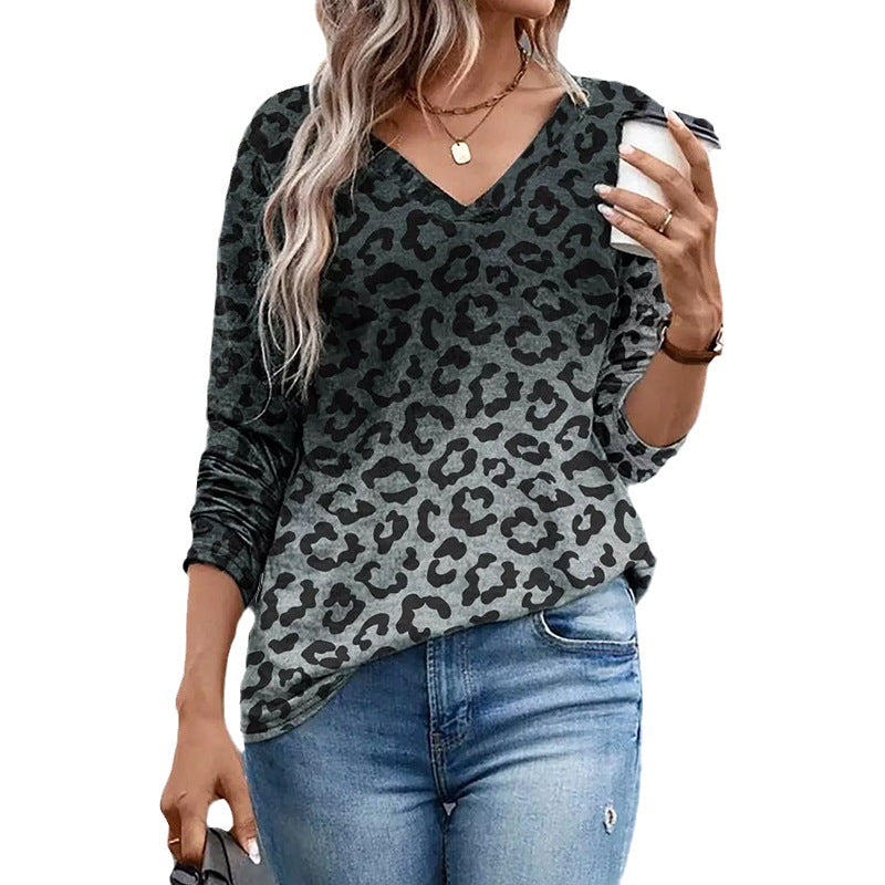 Dam T-shirt Kortärmad Leopardmönster Polyester-6