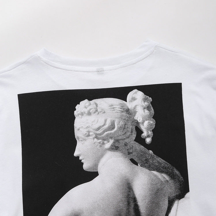 Dam T-shirt Avslappnad Snitt Mjuk Bomull med Unika Bokstäver-4