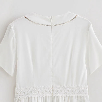 Kvinna A-Line Klänning V-Ringning Viskos Patchwork-4